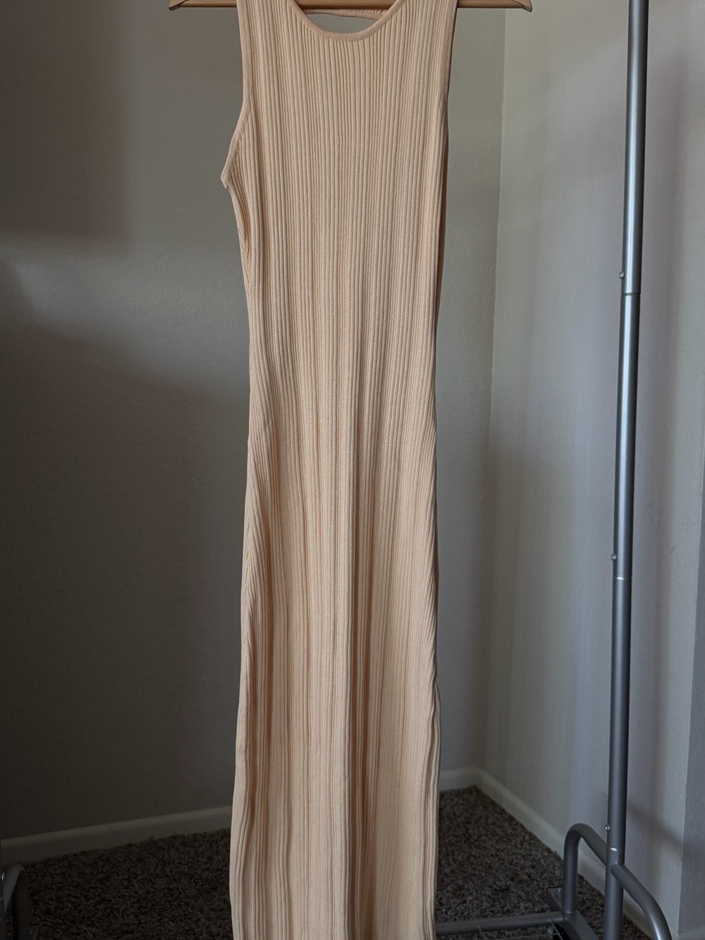 Sleeveless Ribbed Maxi Dress in butter yellow
